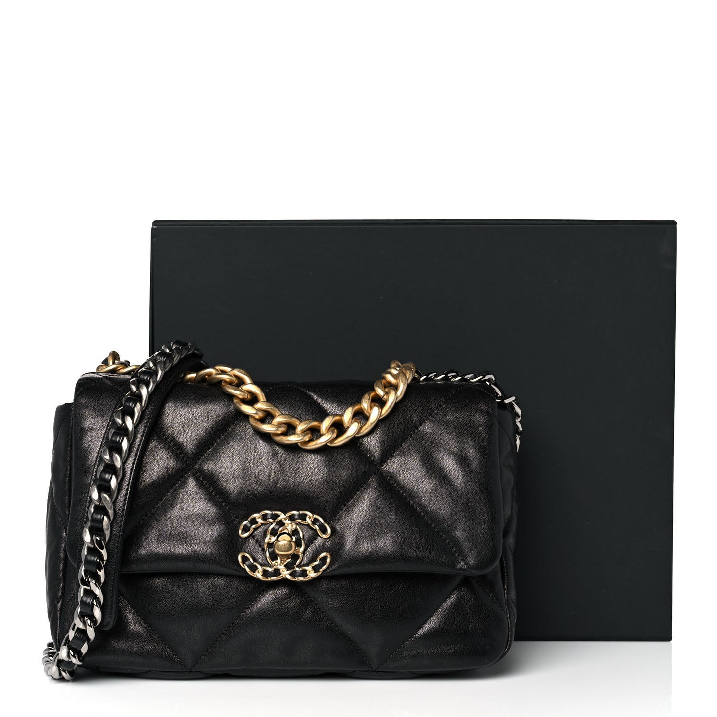 Goatskin Quilted Medium Chanel 19 Flap Black