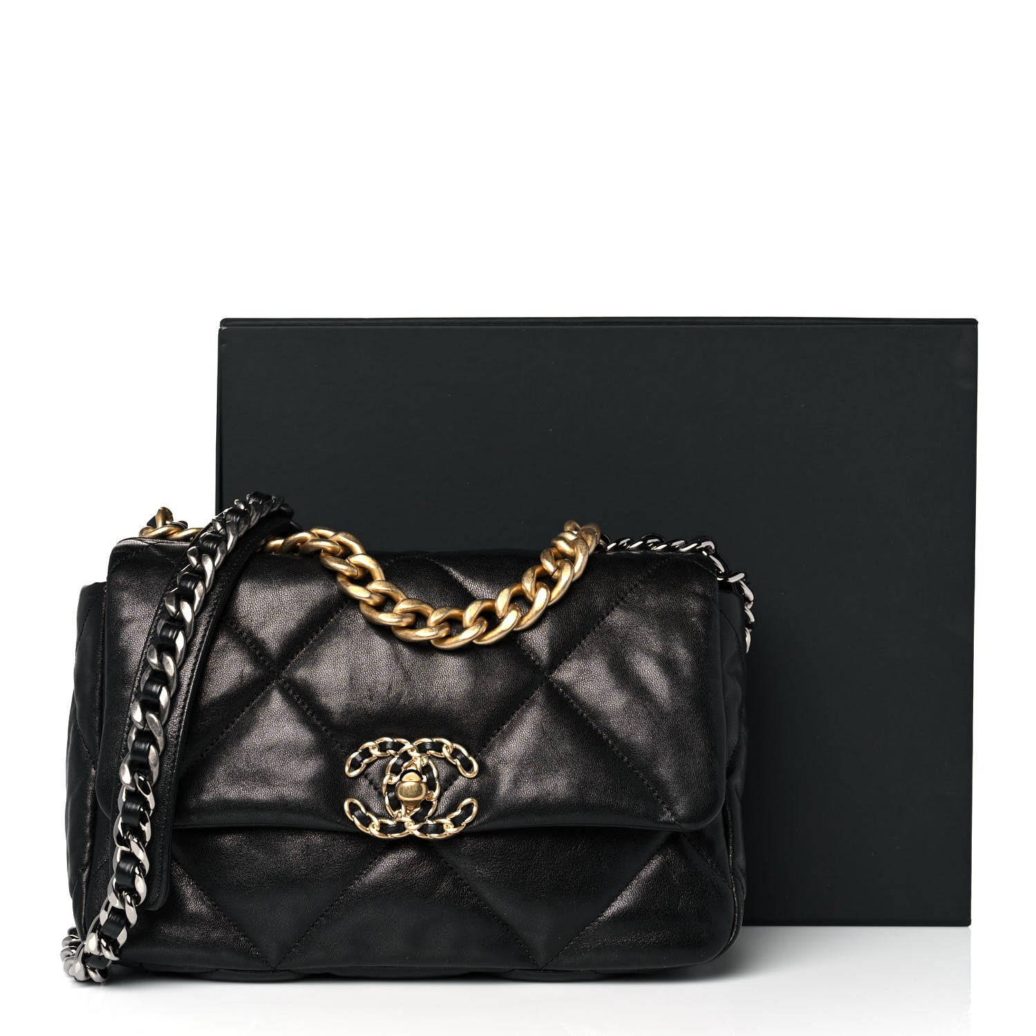 Chanel Goatskin Quilted Medium Chanel 19 Flap Black 10 of 10