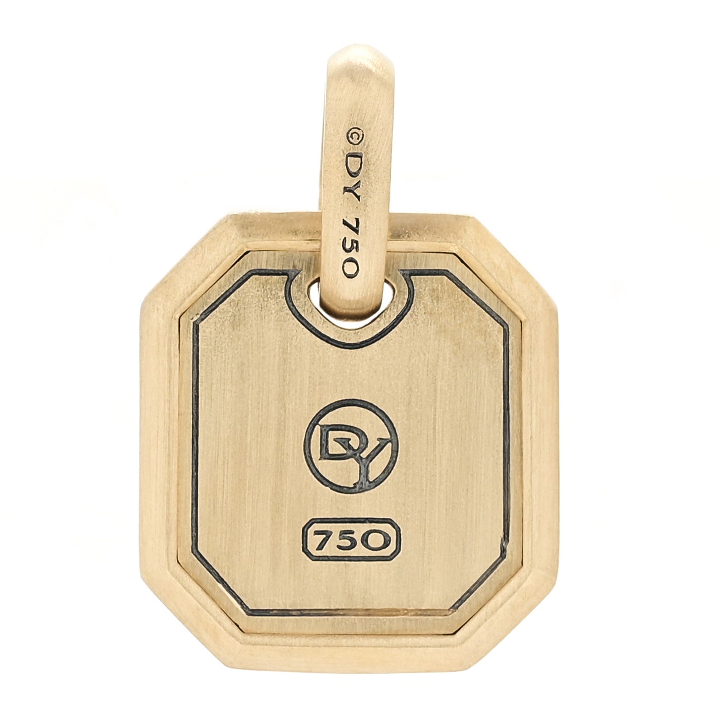 18K Yellow Gold Black Onyx 15mm Octagonal Amulet Pendant