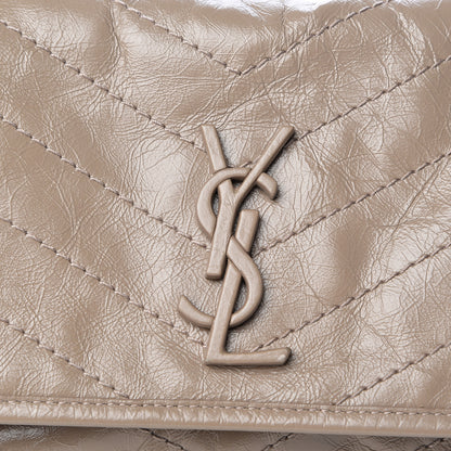 Saint Laurent Crinkled Calfskin Matelasse Monogram Medium Niki Chain Satchel Light Taupe 8 of 10