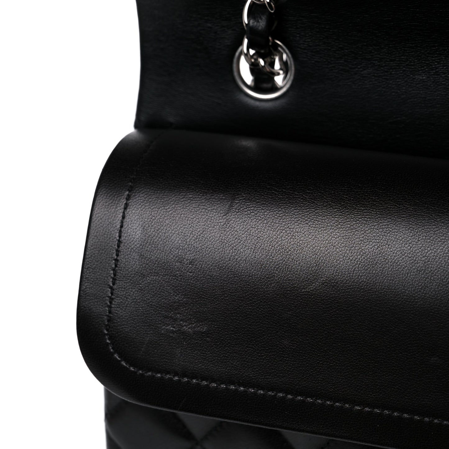 Lambskin Quilted Medium Double Flap Black