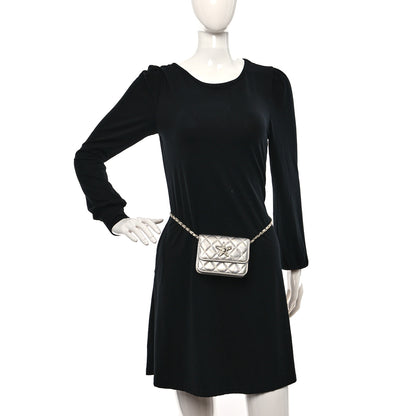 Chanel Metallic Goatskin Quilted Star Flap Waist Belt Bag Silver 2 of 10