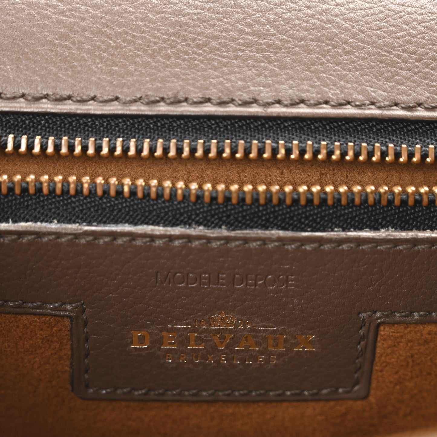 Grained Calfskin Top Handle Crossbody Bag Brown