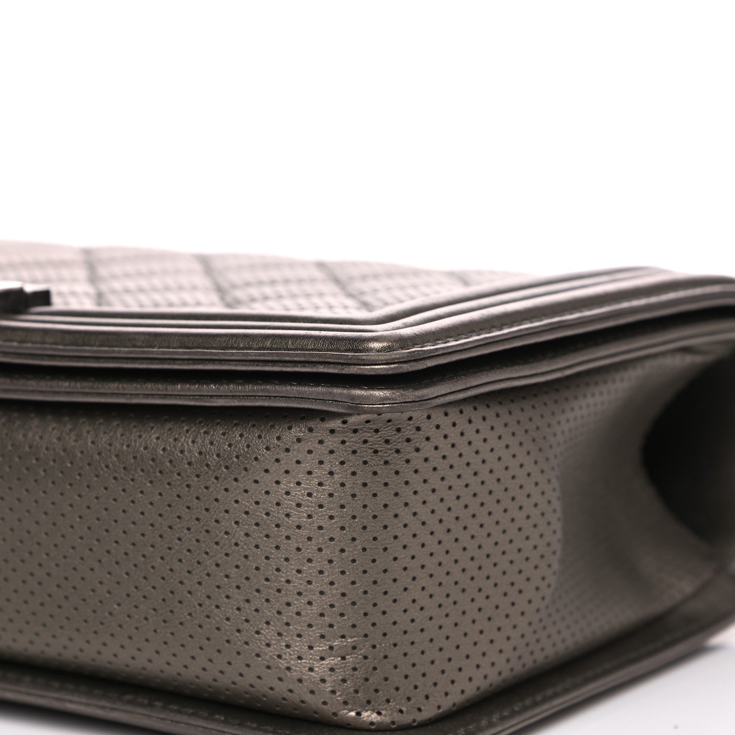 Chanel Metallic Lambskin Perforated New Medium Boy Flap Dark Silver 7 of 10