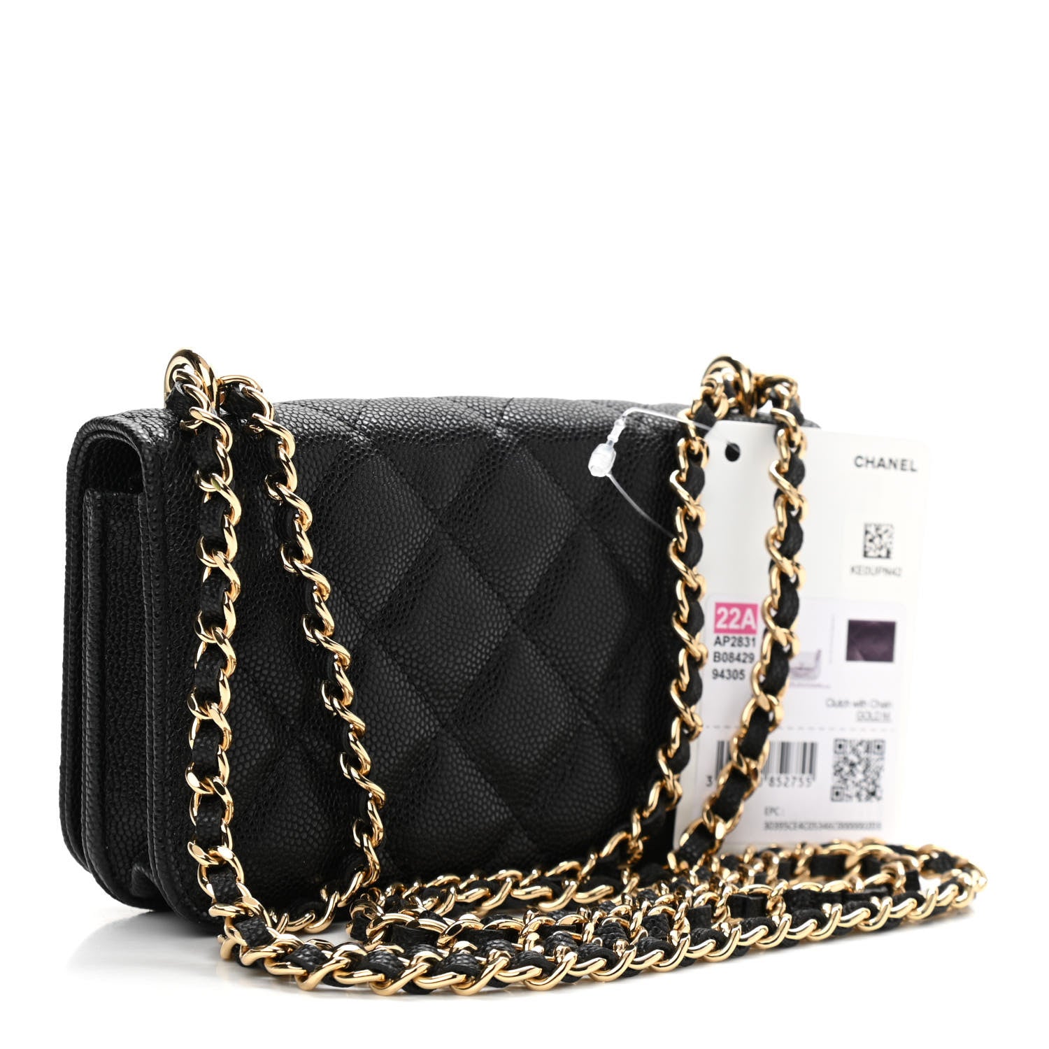 Chanel Caviar Quilted Pocket Twins Clutch With Chain Black 3 of 13