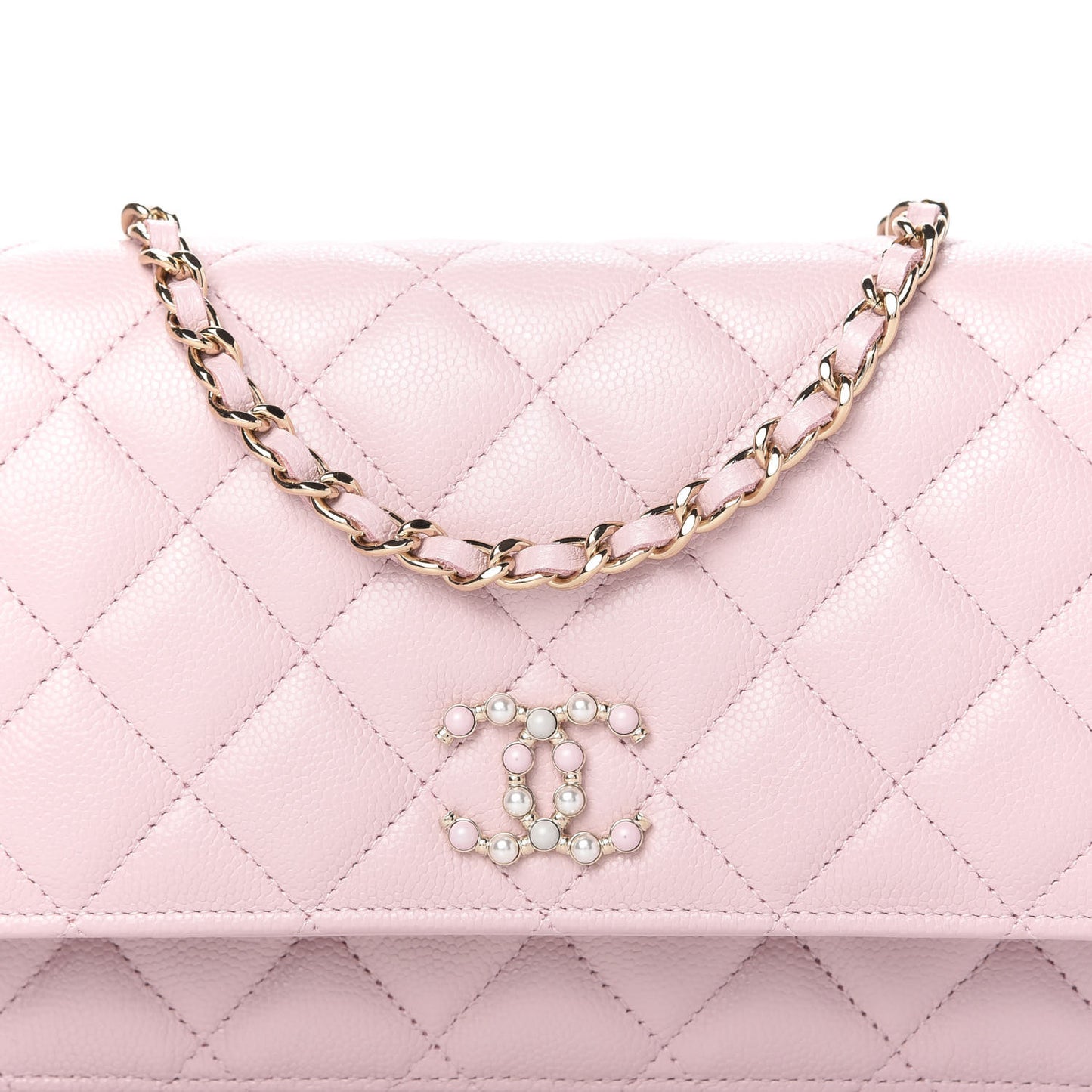Caviar Quilted Coco Candy Wallet On Chain WOC Light Pink