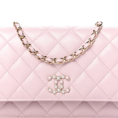 Chanel Caviar Quilted Coco Candy Wallet On Chain WOC Light Pink 11 of 12