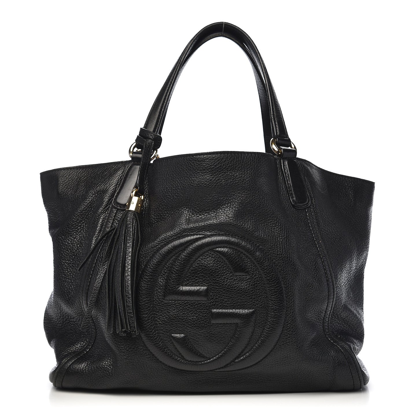 Pebbled Calfskin Medium Soho Shoulder Bag Black
