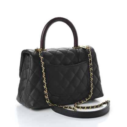 Chanel Caviar Lizard Quilted Mini Coco Handle Flap Black 3 of 11
