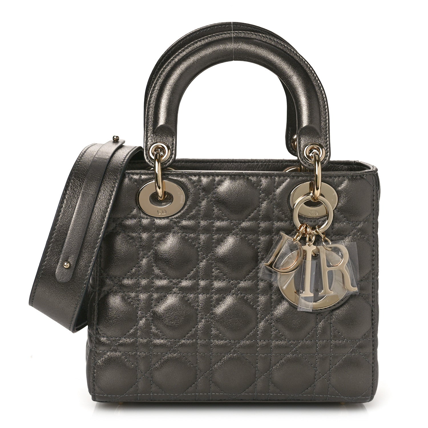 Christian Dior Metallic Grained Calfskin Cannage My ABCDior Lady Dior Gunmetal 1 of 8