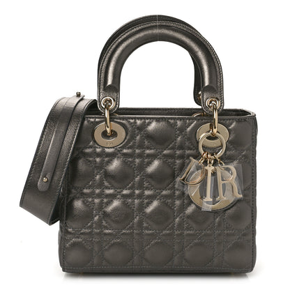 Christian Dior Metallic Grained Calfskin Cannage My ABCDior Lady Dior Gunmetal 1 of 8