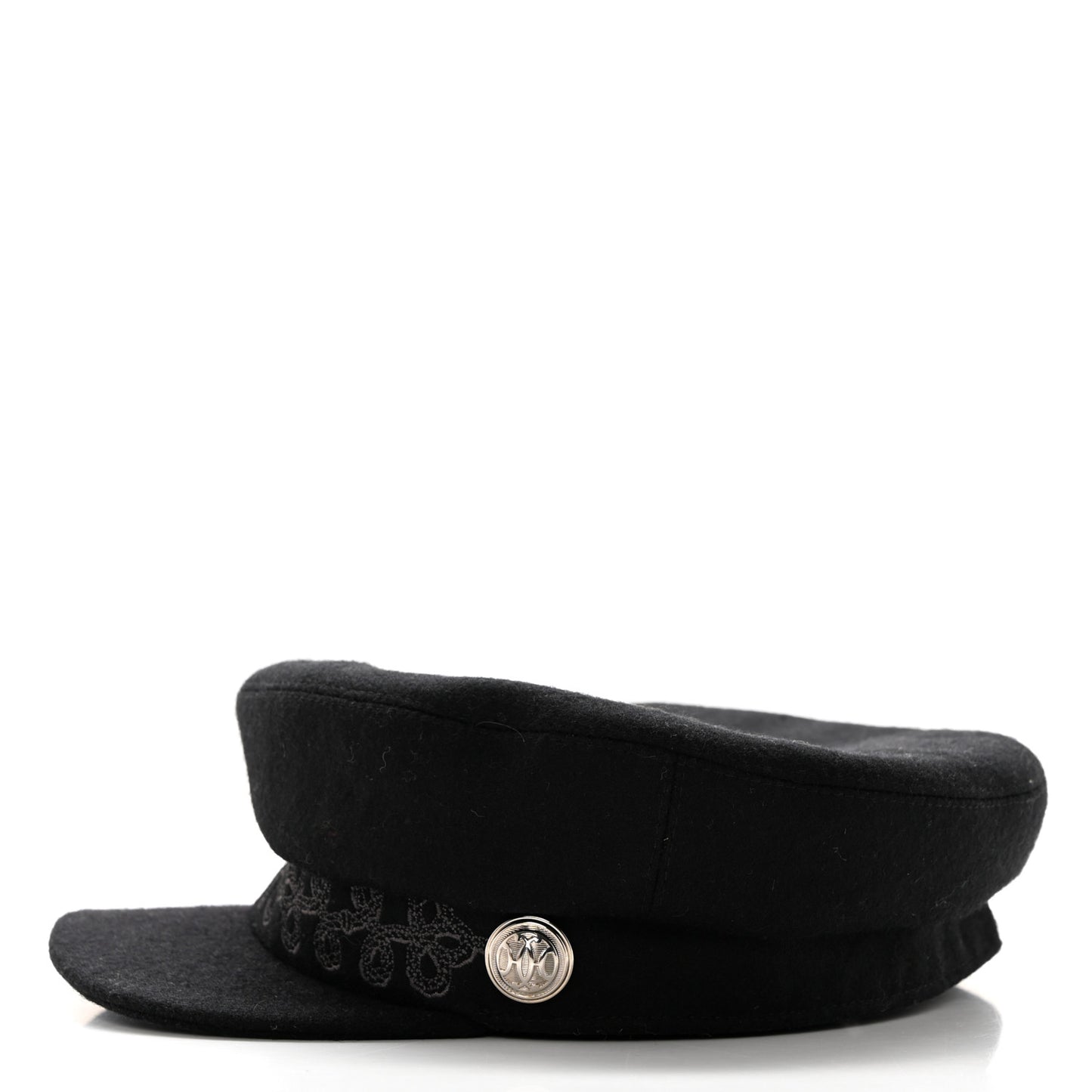 Wool Flannel Embroidered Womens Cabourg En Finesse Cap 57 Black