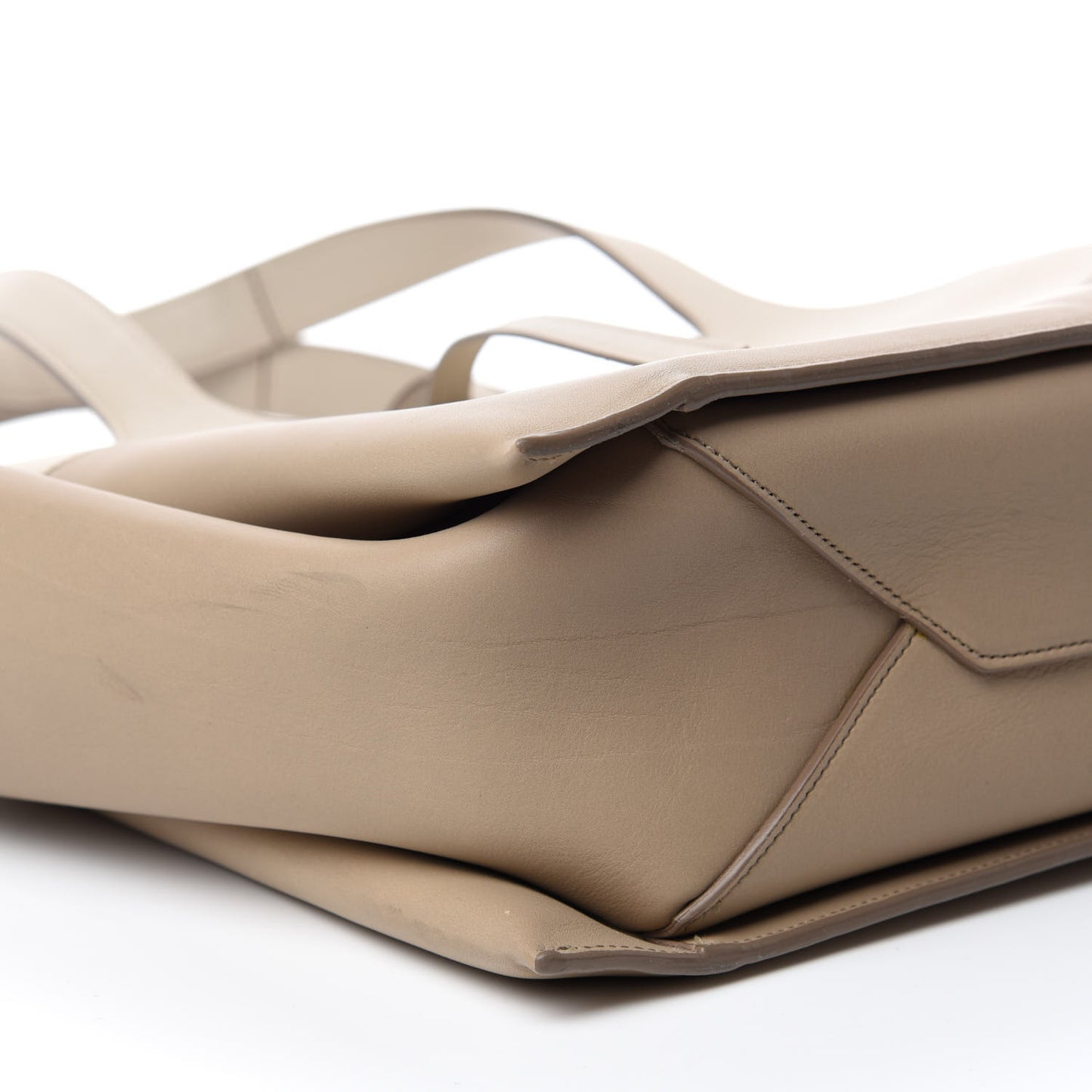 Calfskin Bi-Color Medium Tri-Fold Bag Pale Beige