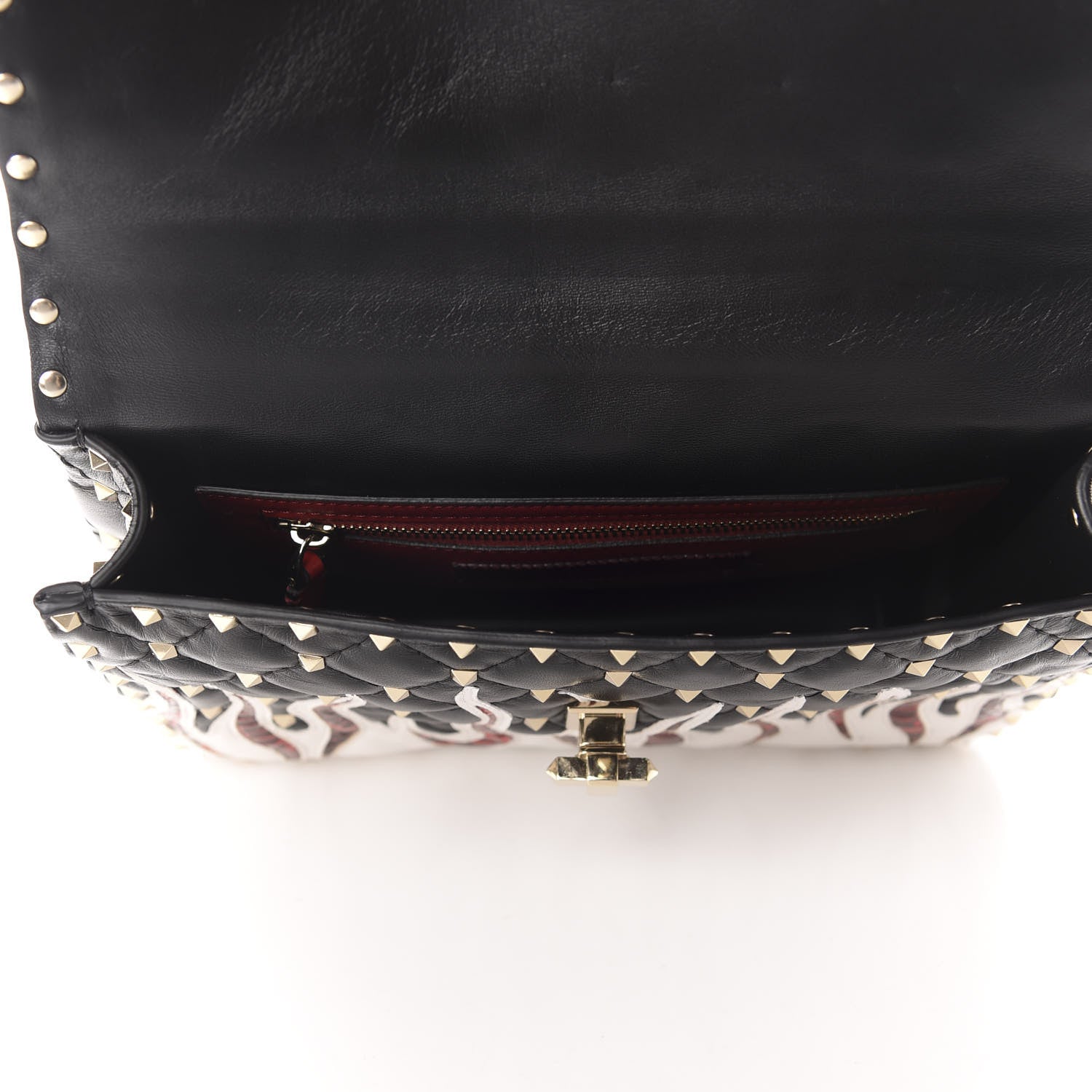 Valentino Garavani Lambskin Ayers Flames Medium Rockstud Spike Shoulder Bag Black 5 of 9