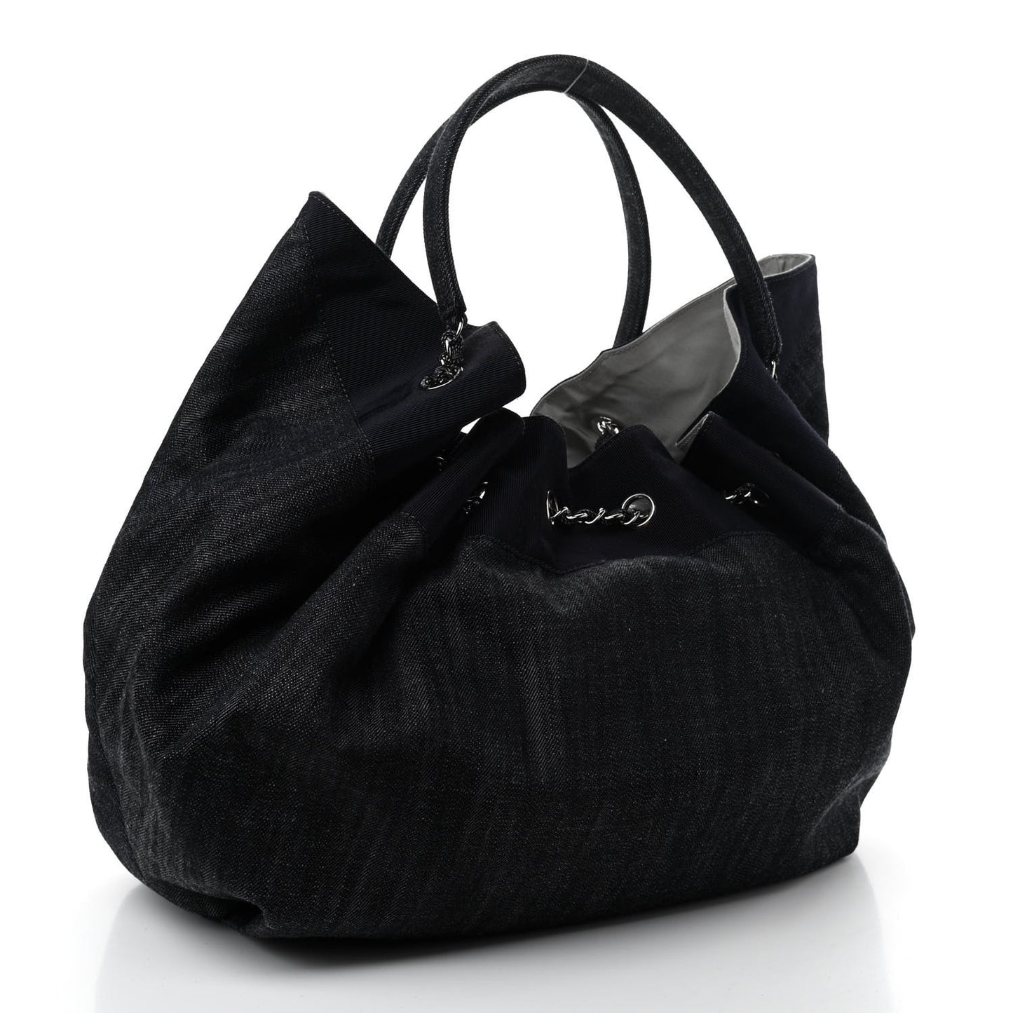 Denim Stretch Large CC Spirit Cabas Tote Blue