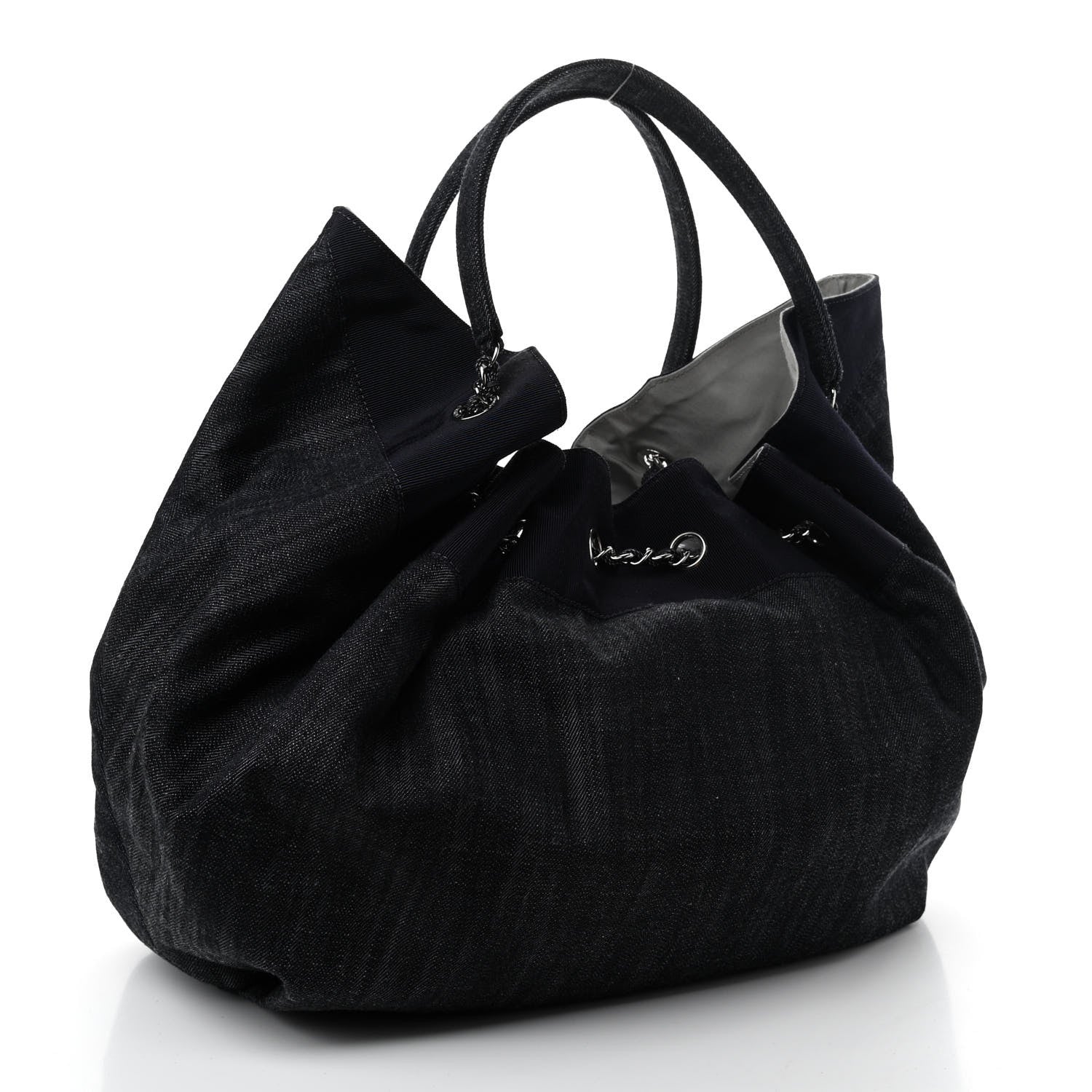 Chanel Denim Stretch Large CC Spirit Cabas Tote Blue 3 of 10