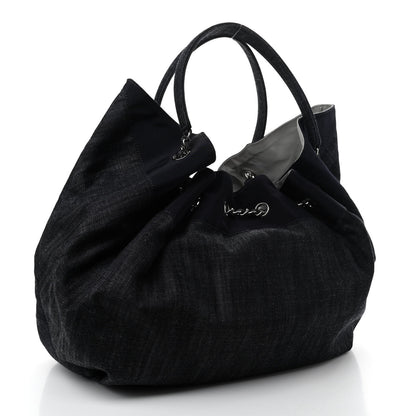 Chanel Denim Stretch Large CC Spirit Cabas Tote Blue 3 of 10