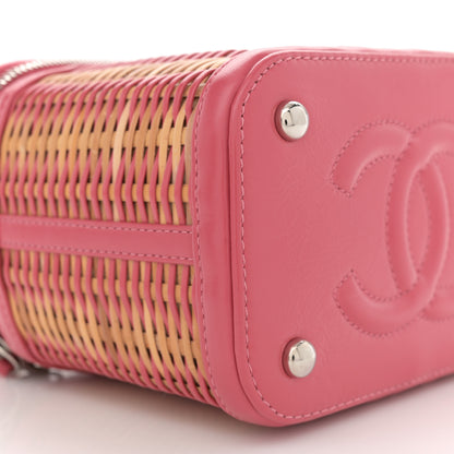 Chanel Calfskin Raffia Small Take Away Vanity Case Bag Pink Beige 9 of 10