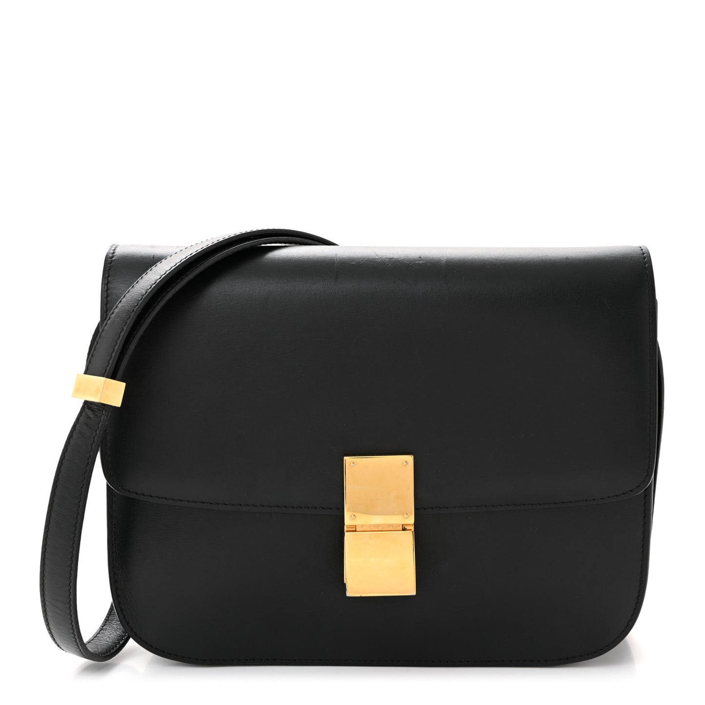 Box Calfskin Medium Classic Box Flap Bag Black