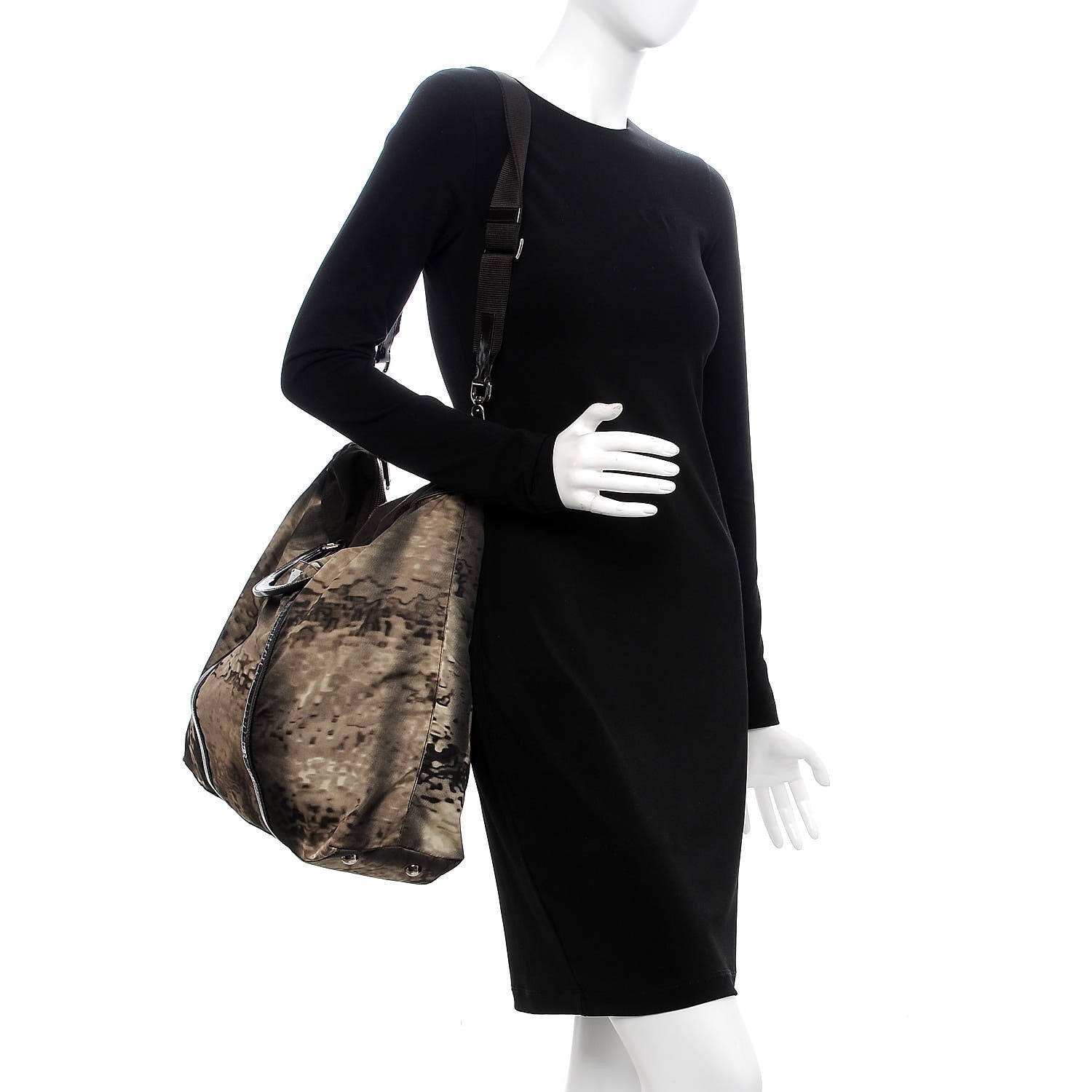 Prada Tessuto Nylon Stampato Tote Brown 2 of 7