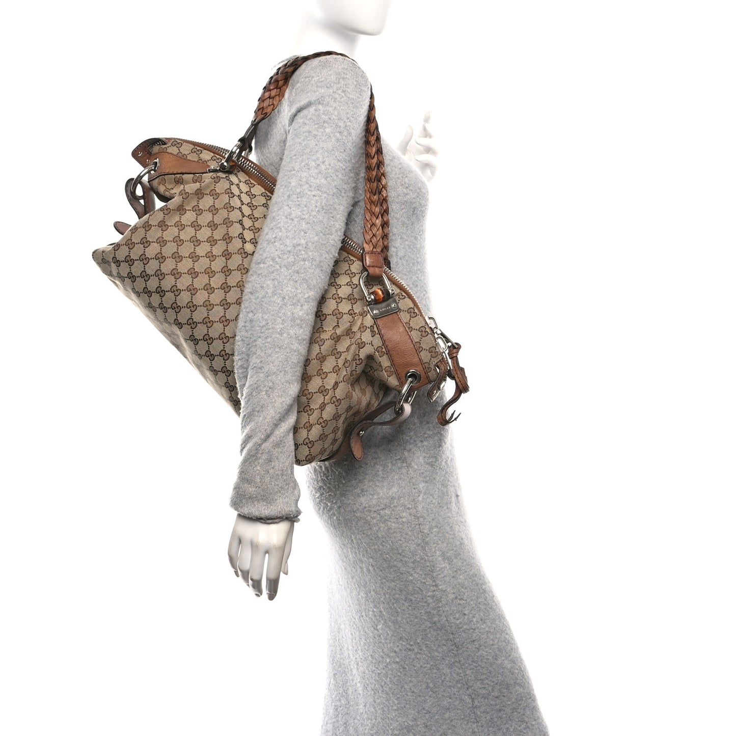 Monogram Bamboo Bar Medium Tote Brown