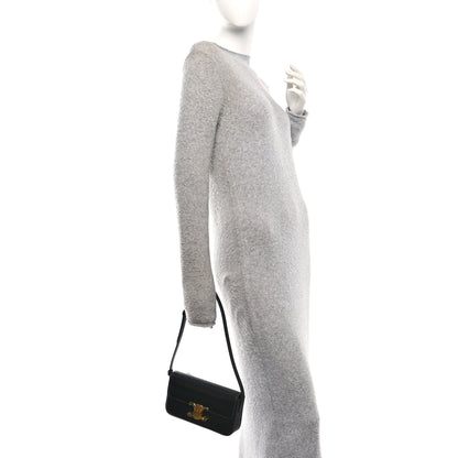 Celine Shiny Calfskin Triomphe Shoulder Bag Black 2 of 9