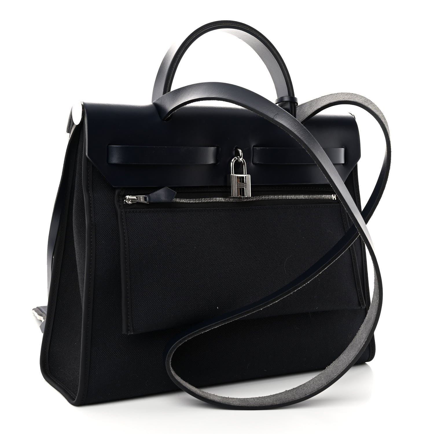Hermes Military Toile Vache Hunter Herbag Zip PM 31 Black Bleu Indigo 3 of 10