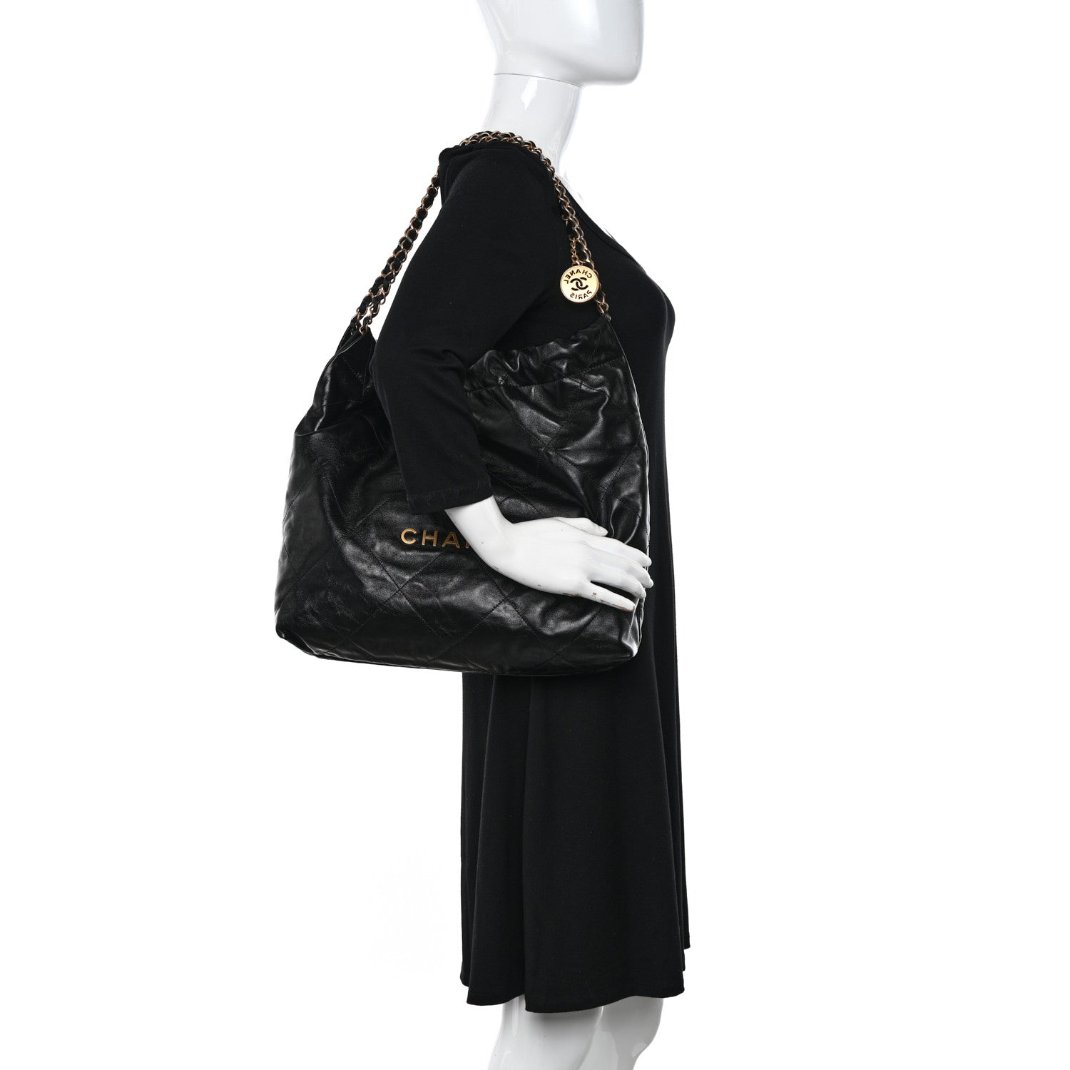 Chanel Shiny Calfskin Quilted Chanel 22 Black 2 of 11