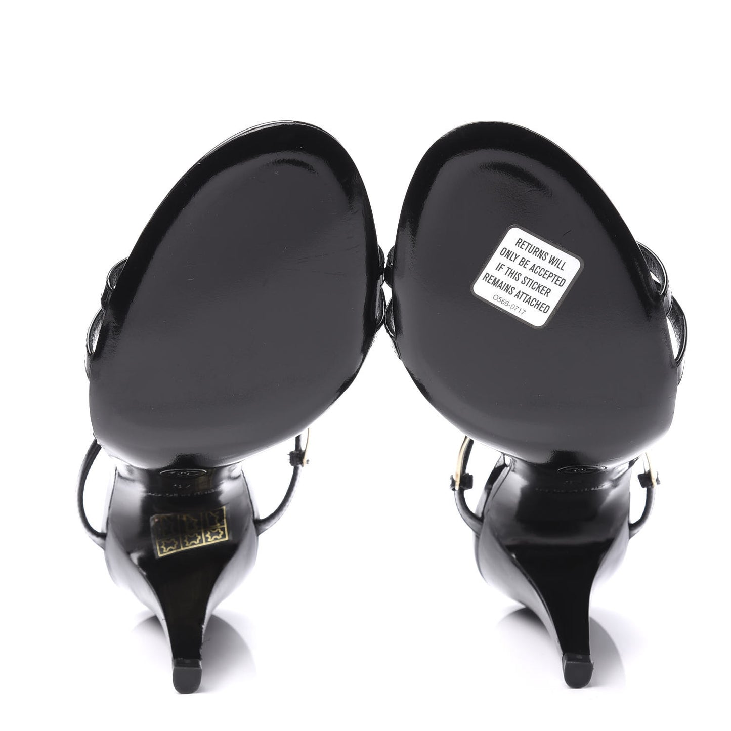 Patent CC Sandals 37 Black Gold