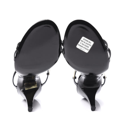 Chanel Patent CC Sandals 37 Black Gold 6 of 9