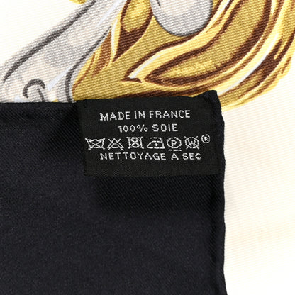 Hermes Silk Brides De Gala Scarf 90 Black Creme Gold 3 of 4