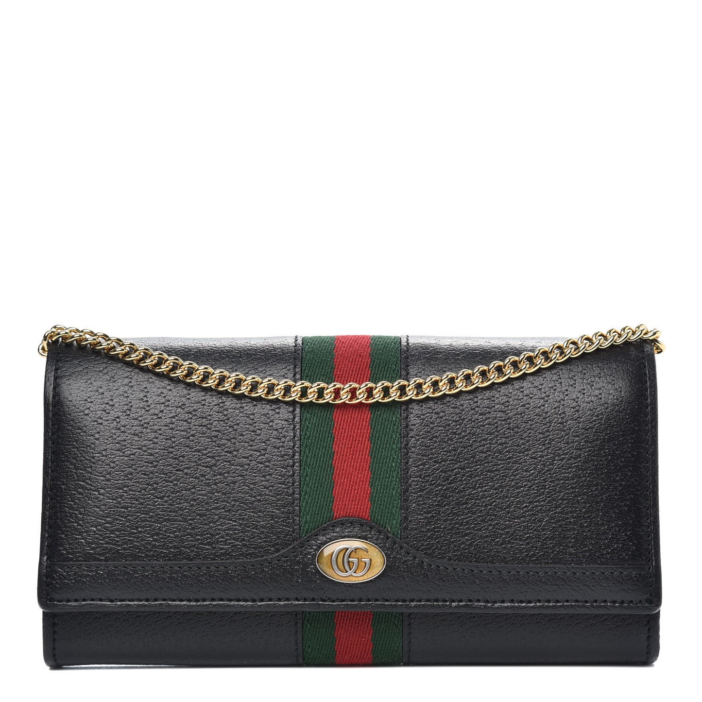 Calfskin Web Ophidia Wallet On Chain Black