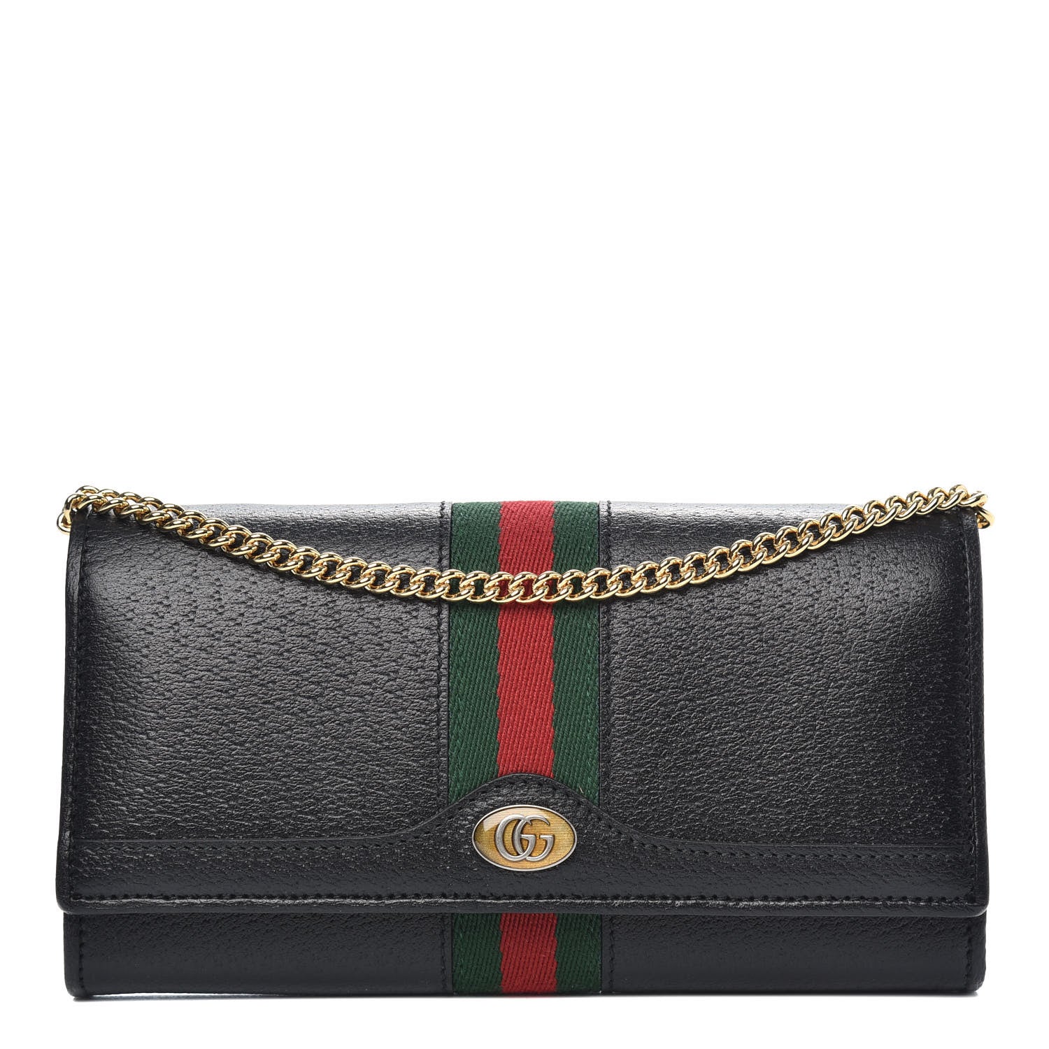 Gucci Calfskin Web Ophidia Wallet On Chain Black 1 of 11
