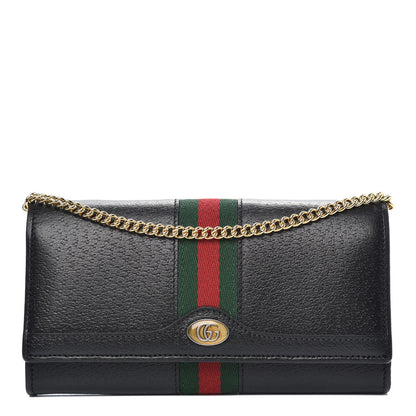 Gucci Calfskin Web Ophidia Wallet On Chain Black 1 of 11