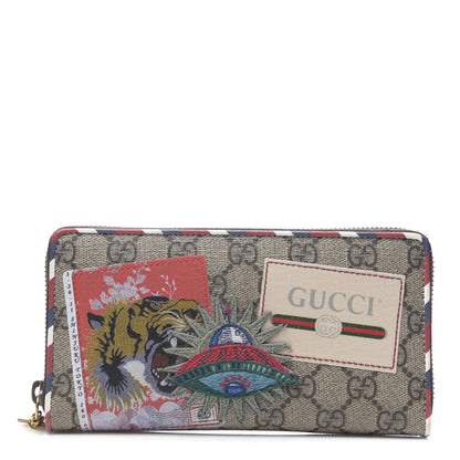 Gucci GG Supreme Monogram Courrier Embroidered UFO Zip Around Wallet 1 of 5