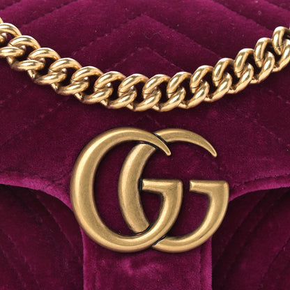 Gucci Velvet Matelasse Mini GG Marmont Shoulder Bag Fuchsia Violet Cyclamen 8 of 11