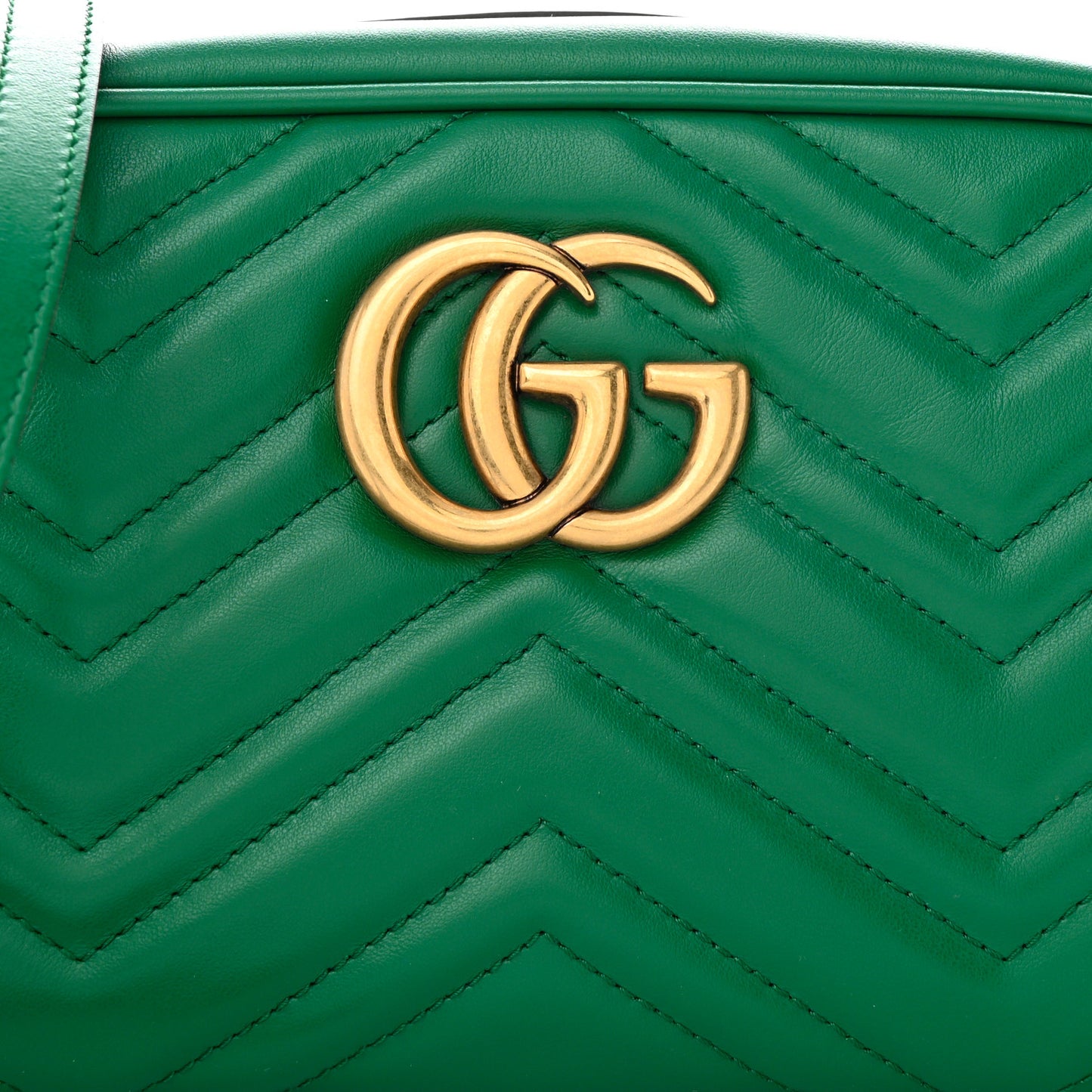 Calfskin Matelasse Small GG Marmont Chain Shoulder Bag Emerald Green