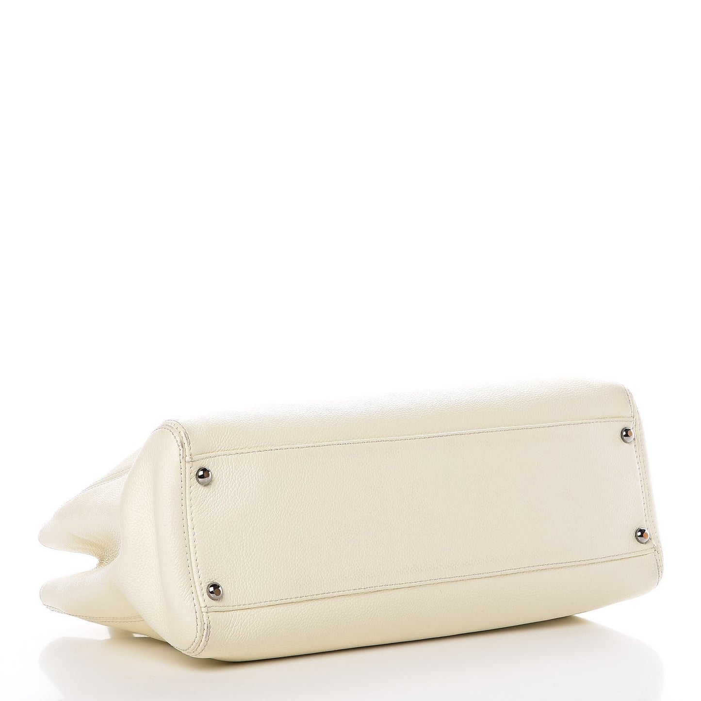 Calfskin Mademoiselle Lock Cerf Shopper Tote White