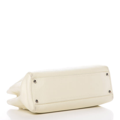 Chanel Calfskin Mademoiselle Lock Cerf Shopper Tote White 4 of 23