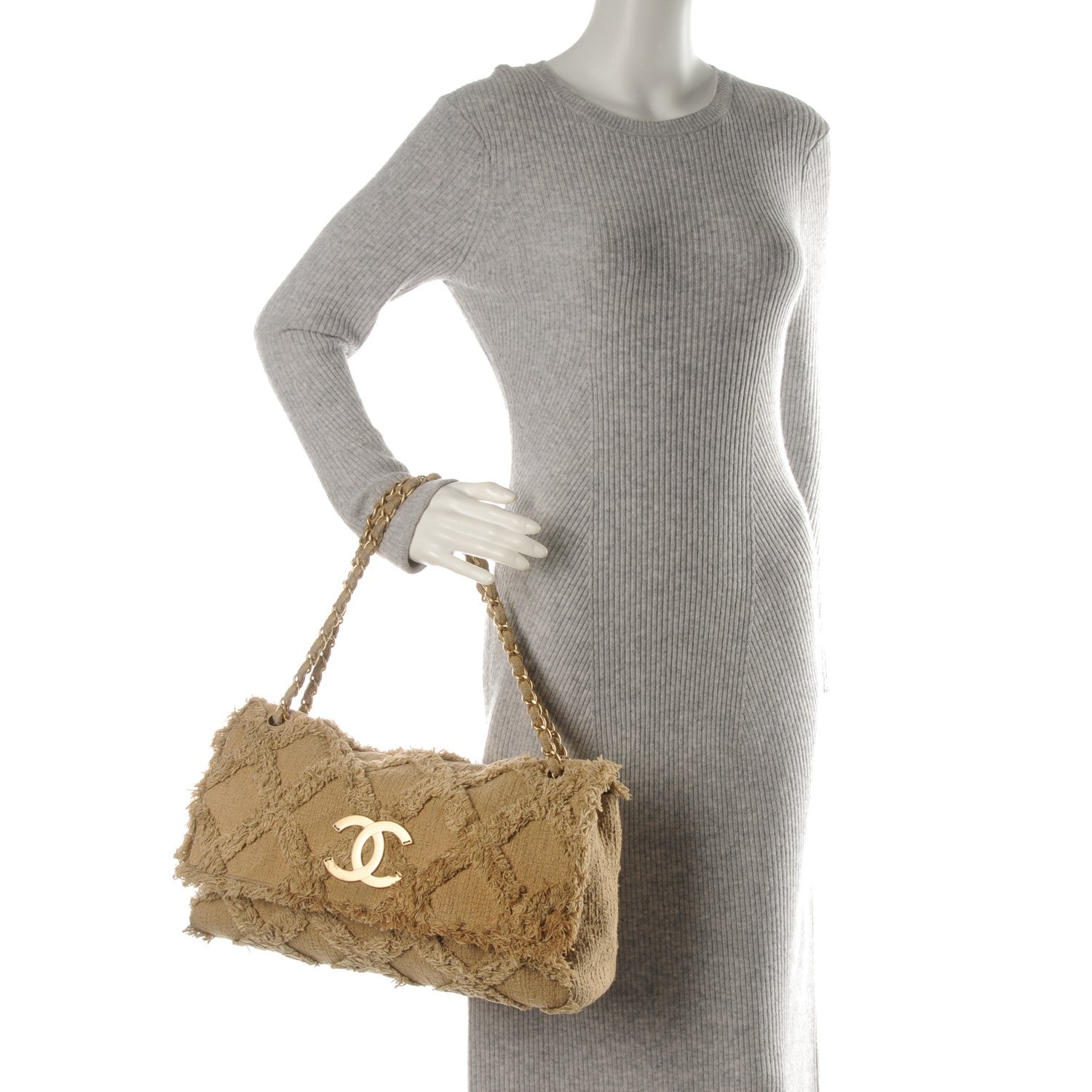 Chanel Tweed Nature Flap Dark Beige 2 of 7