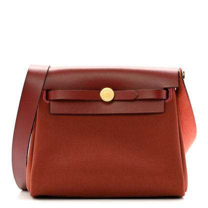 Hermes Military Toile Vache Hunter Herbag Zip Retourne 20 Rouge H 1 of 12