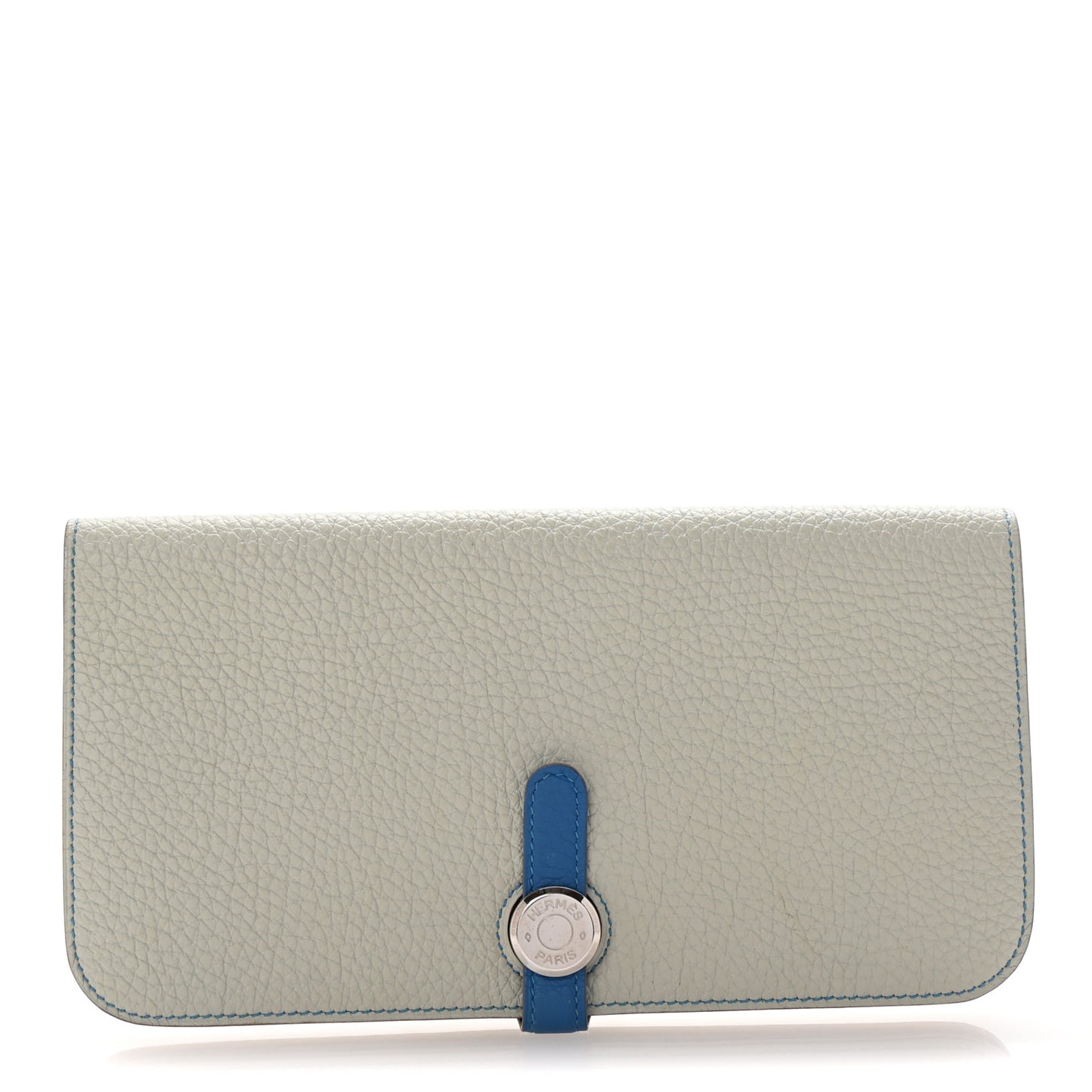 Togo Dogon Recto Verso Wallet Gris Perle Bleu Izmir