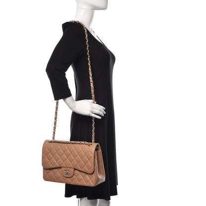 Chanel Caviar Quilted Jumbo Double Flap Beige 2 of 20