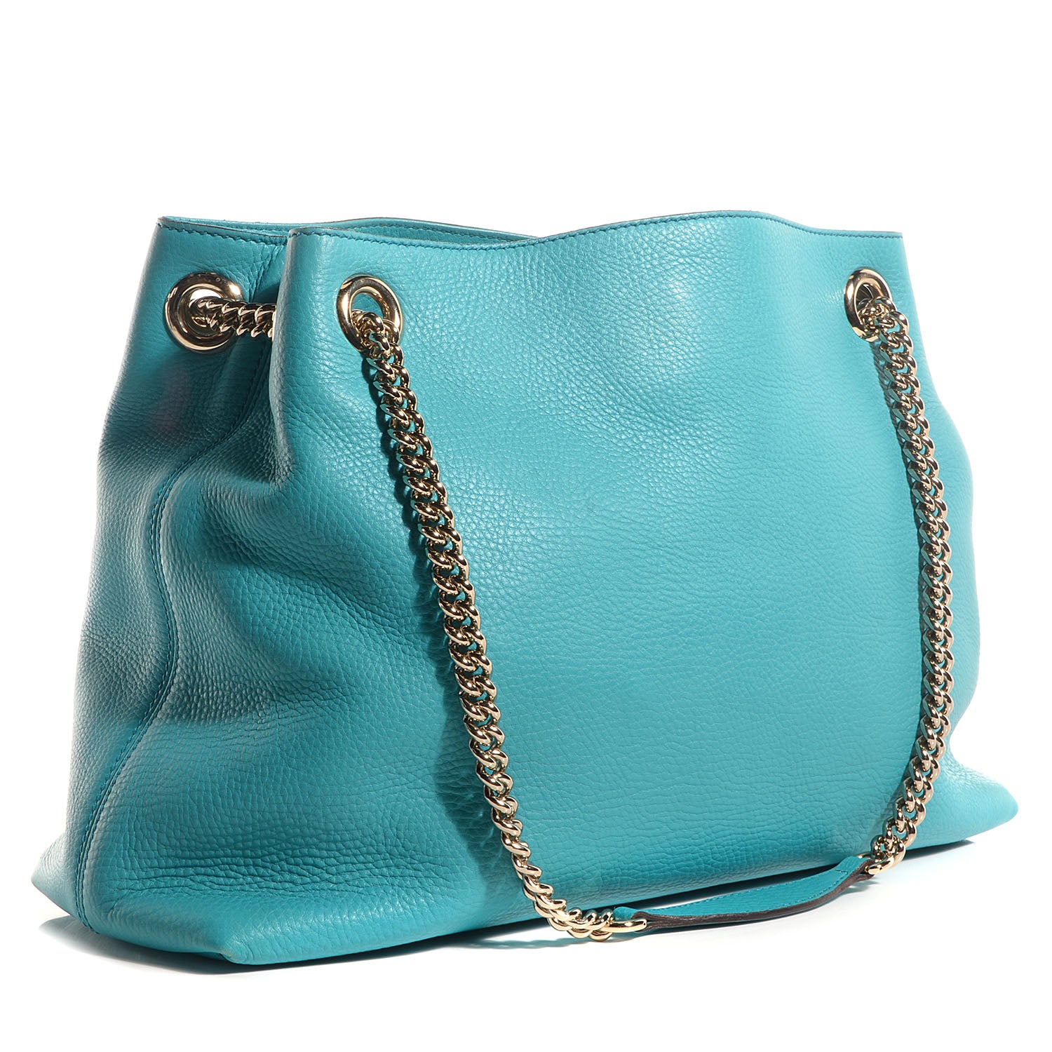 Gucci Pebbled Calfskin Medium Soho Chain Shoulder Bag Teal 3 of 7