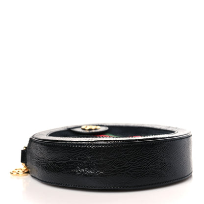 Gucci Suede Patent Web Mini Ophidia Round Shoulder Bag Black 4 of 9