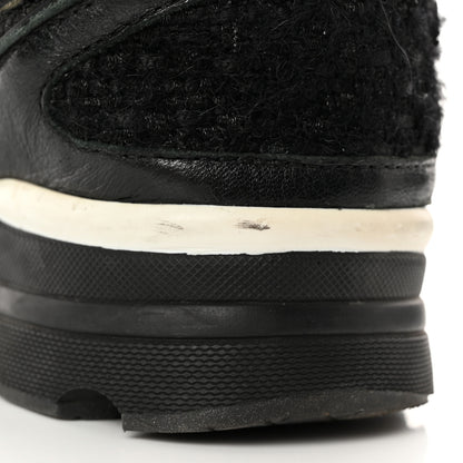 Chanel Tweed Suede Goatskin CC Sneakers 39 Black White 13 of 22