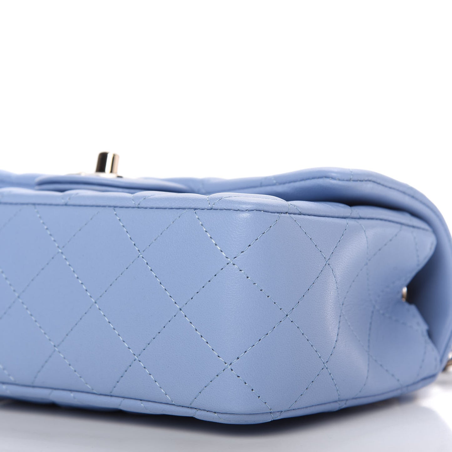 Lambskin Quilted Mini Rectangular Flap Light Blue