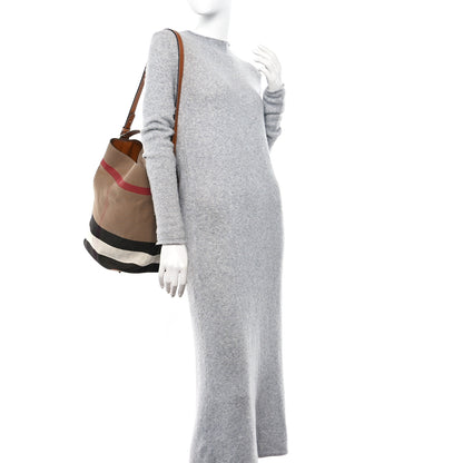 Burberry Canvas Mega Check Medium Ashby Hobo Saddle Brown 2 of 19