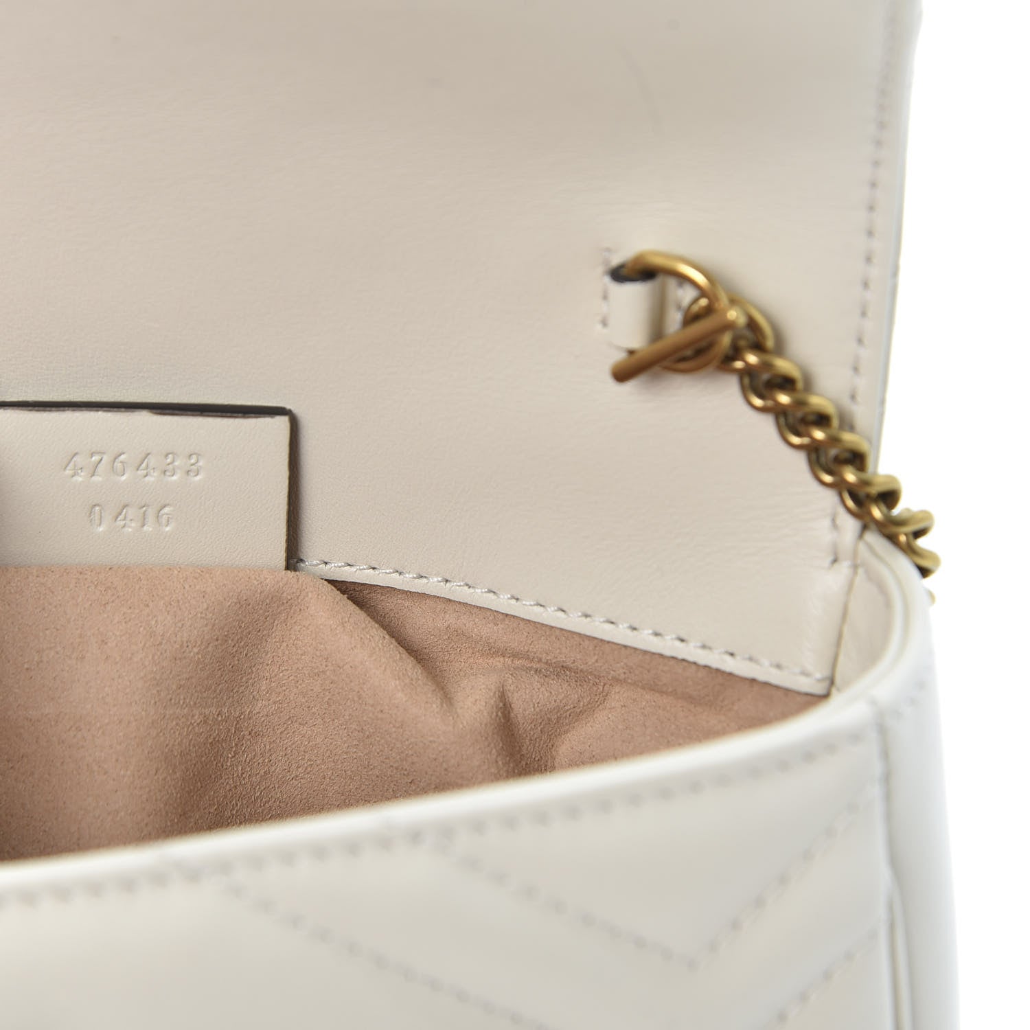 Gucci Calfskin Matelasse Super Mini GG Marmont Shoulder Bag White 8 of 9