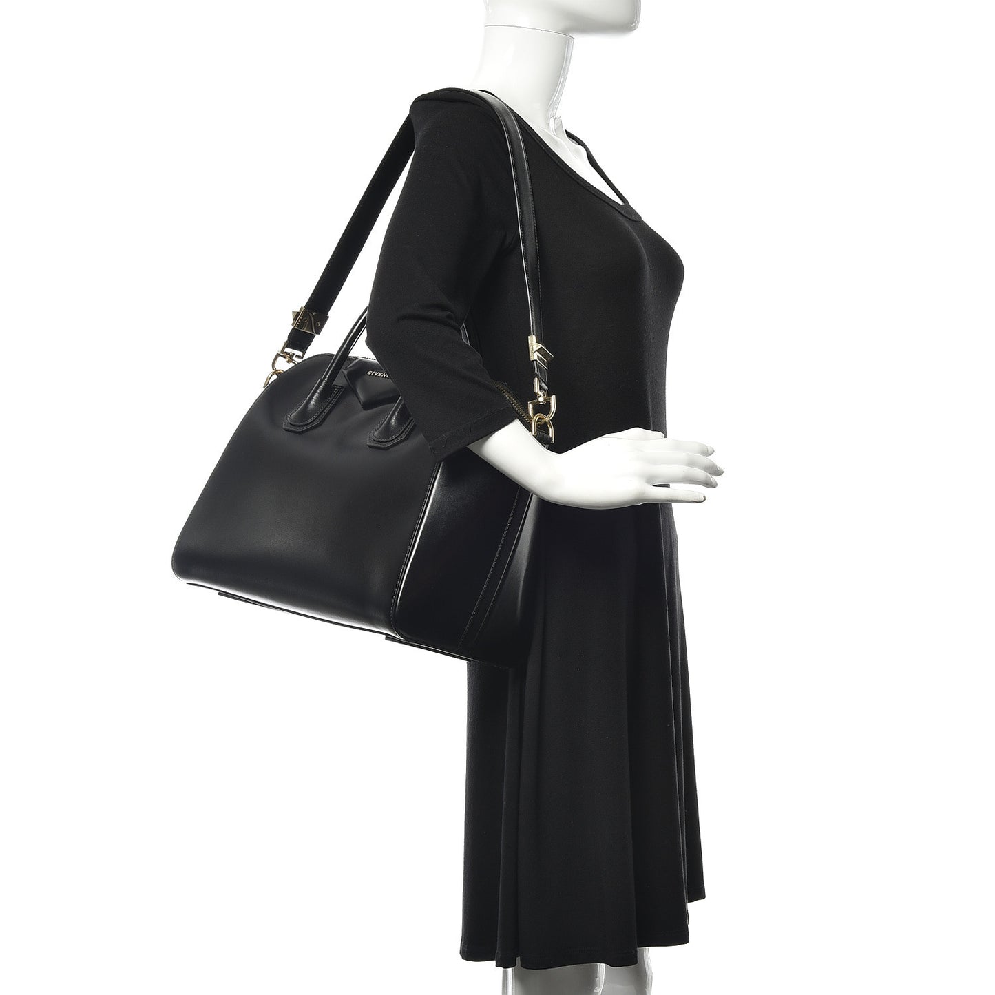 Shiny Lord Calfskin Medium Antigona Black